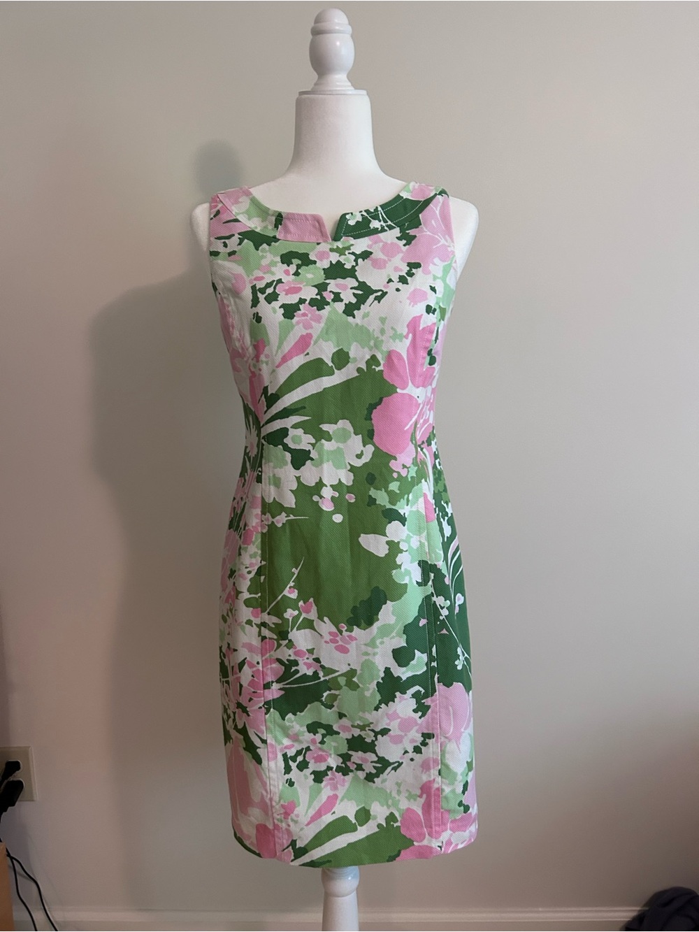 Talbots Green and Pink Floral Sheath Dress